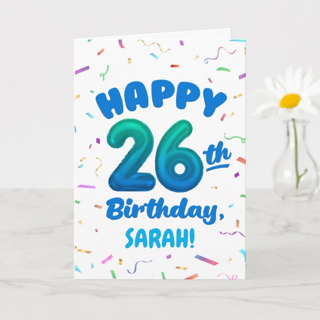 Tarjeta Happy 26th Birthday Card with Custom Name (Planta pequeña)