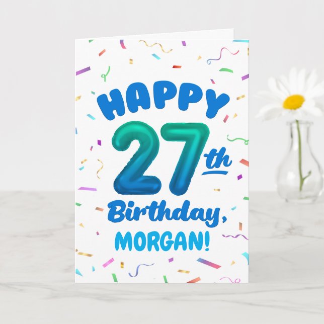 Tarjeta Happy 27th Birthday Card with Custom Name (Planta pequeña)