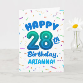Tarjeta Happy 28th Birthday Card with Custom Name