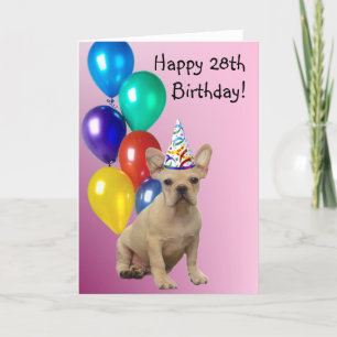 Tarjeta Happy 28th Birthday French Bulldog Greeting Card