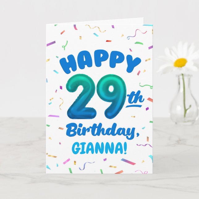 Tarjeta Happy 29th Birthday Card with Custom Name (Planta pequeña)