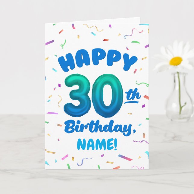 Tarjeta Happy 30th Birthday Card with Custom Name (Planta pequeña)