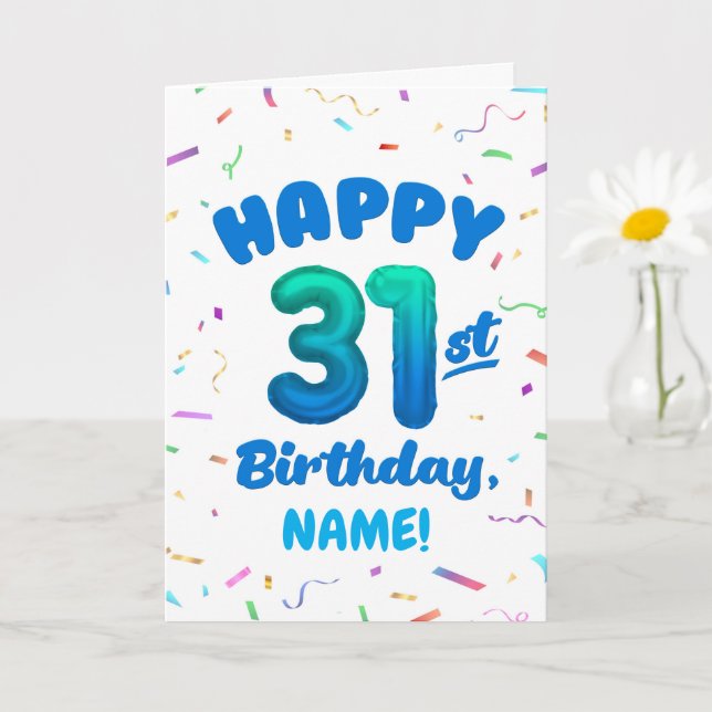 Tarjeta Happy 31st Birthday Card with Custom Name (Planta pequeña)