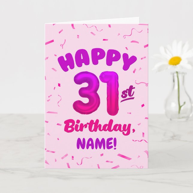 Tarjeta Happy 31st Birthday Card with Custom Name (Planta pequeña)