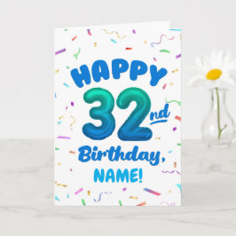 Tarjeta Happy 32nd Birthday Card with Custom Name