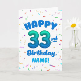 Tarjeta Happy 33rd Birthday Card with Custom Name