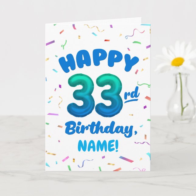 Tarjeta Happy 33rd Birthday Card with Custom Name (Planta pequeña)