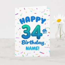 Tarjeta Happy 34th Birthday Card with Custom Name