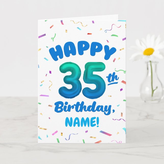 Tarjeta Happy 35th Birthday Card with Custom Name (Planta pequeña)