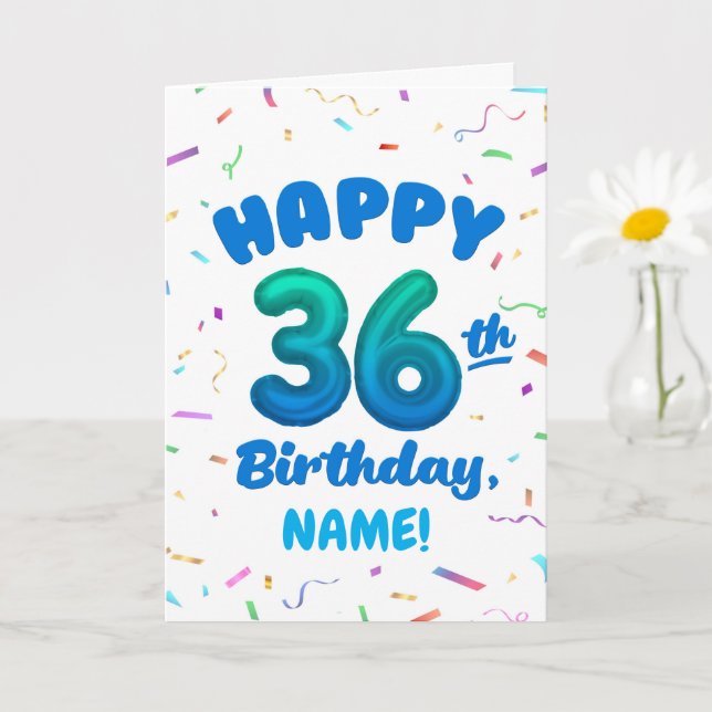 Tarjeta Happy 36th Birthday Card with Custom Name (Planta pequeña)