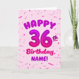 Tarjeta Happy 36th Birthday Card with Custom Name