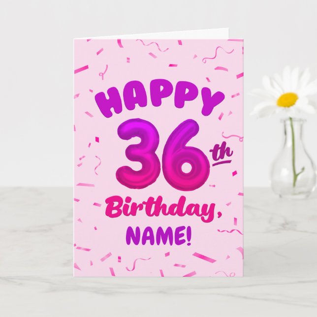Tarjeta Happy 36th Birthday Card with Custom Name (Planta pequeña)