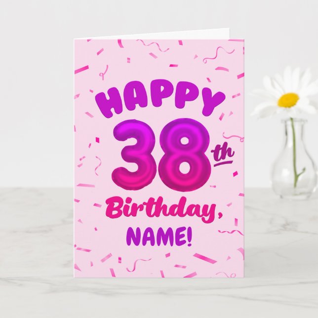 Tarjeta Happy 38th Birthday Card with Custom Name (Planta pequeña)