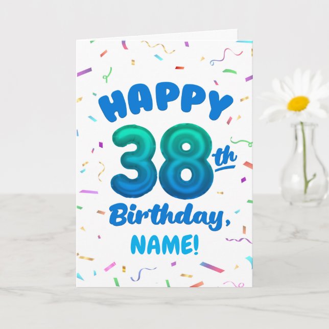 Tarjeta Happy 38th Birthday Card with Custom Name (Planta pequeña)