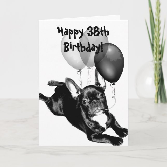 Tarjeta Happy 38th Birthday French Bulldog Greeting card (Anverso)