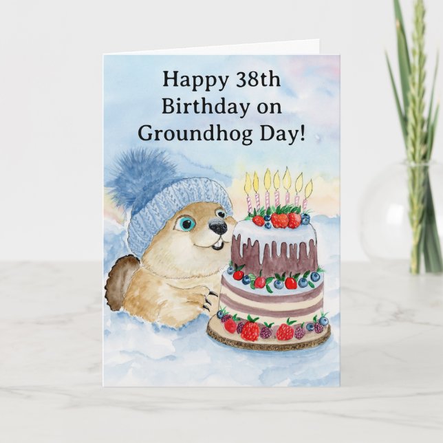 Tarjeta  Happy 38th Groundhog Day Birthday  (Anverso)