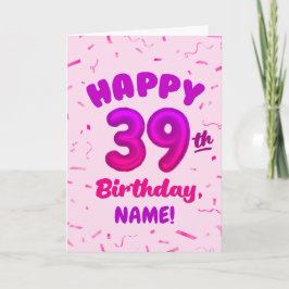 Tarjeta Happy 39th Birthday Card with Custom Name