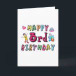 Tarjeta Happy 3rd Birthday 3 year old b-day wishes<br><div class="desc">Happy 3rd Birthday. Funny and cute Birthday design with lovely teddy bear holding a gift and a funny pencil writing the birthday wishes. A perfect match for clothing,  shirts and accessories.</div>