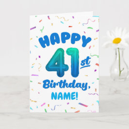 Tarjeta Happy 41st Birthday Card with Custom Name