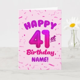 Tarjeta Happy 41st Birthday Card with Custom Name