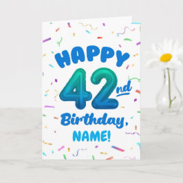 Tarjeta Happy 42nd Birthday Card with Custom Name
