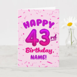 Tarjeta Happy 43rd Birthday Card with Custom Name