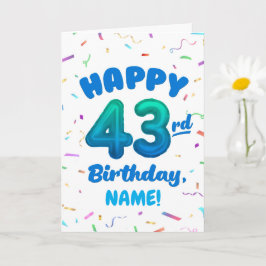 Tarjeta Happy 43rd Birthday Card with Custom Name