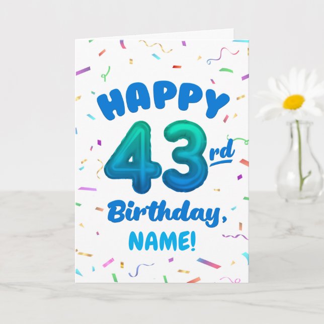 Tarjeta Happy 43rd Birthday Card with Custom Name (Planta pequeña)