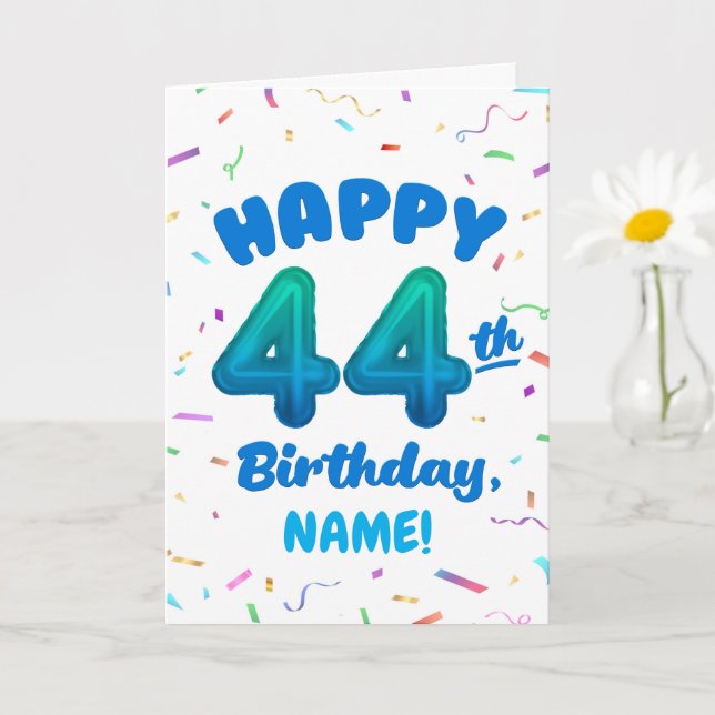 Tarjeta Happy 44th Birthday Card with Custom Name (Planta pequeña)