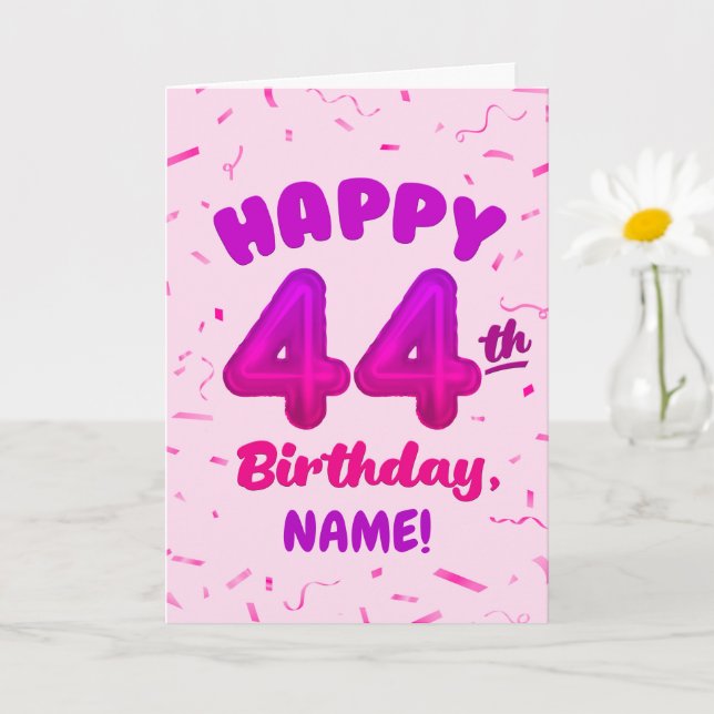 Tarjeta Happy 44th Birthday Card with Custom Name (Planta pequeña)