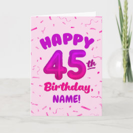 Tarjeta Happy 45th Birthday Card with Custom Name