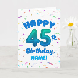 Tarjeta Happy 45th Birthday Card with Custom Name