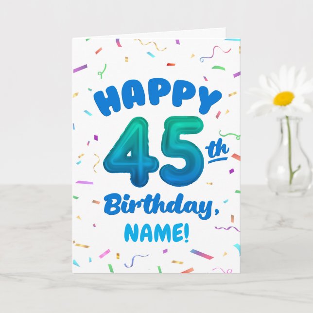 Tarjeta Happy 45th Birthday Card with Custom Name (Planta pequeña)