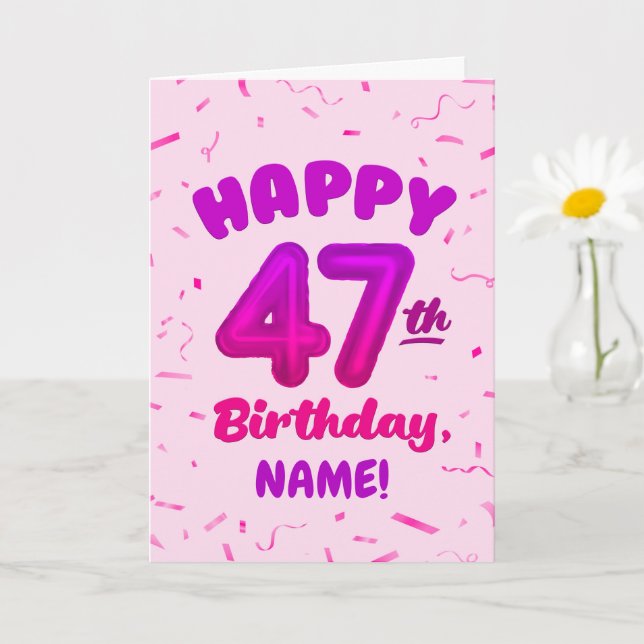Tarjeta Happy 47th Birthday Card with Custom Name (Planta pequeña)