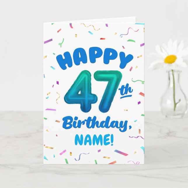Tarjeta Happy 47th Birthday Card with Custom Name (Planta pequeña)