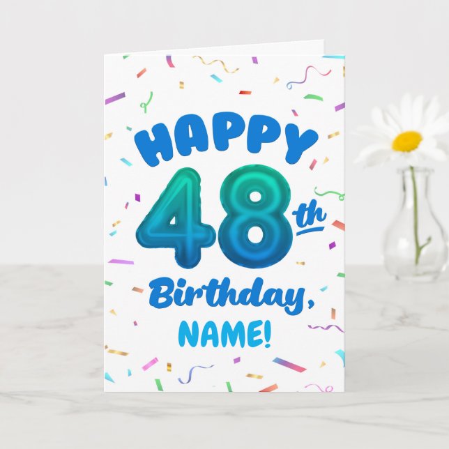 Tarjeta Happy 48th Birthday Card with Custom Name (Planta pequeña)