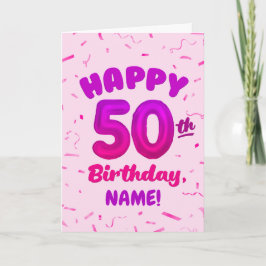 Tarjeta Happy 50th Birthday Card with Custom Name