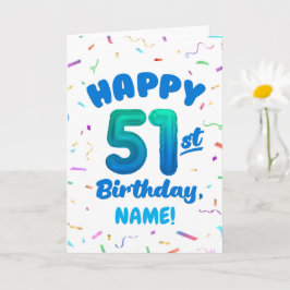 Tarjeta Happy 51st Birthday Card with Custom Name