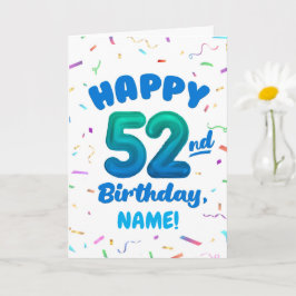 Tarjeta Happy 52nd Birthday Card with Custom Name