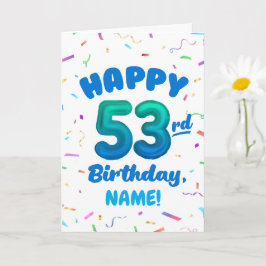 Tarjeta Happy 53rd Birthday Card with Custom Name