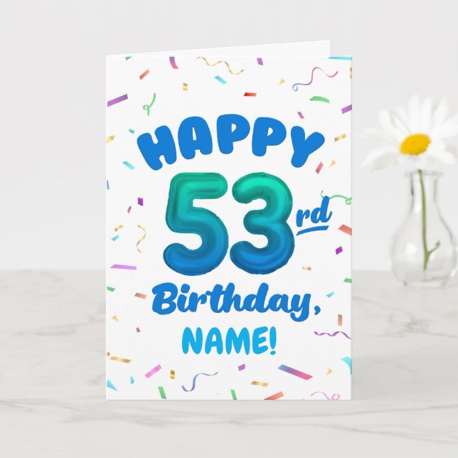 Tarjeta Happy 53rd Birthday Card with Custom Name (Planta pequeña)