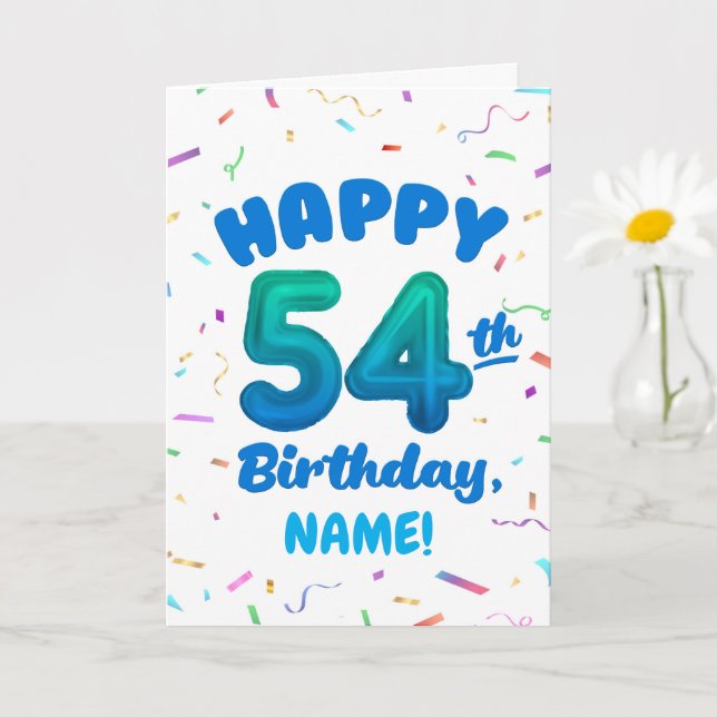 Tarjeta Happy 54th Birthday Card with Custom Name (Planta pequeña)