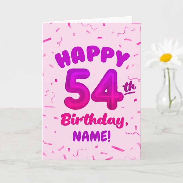 Tarjeta Happy 54th Birthday Card with Custom Name (Planta pequeña)