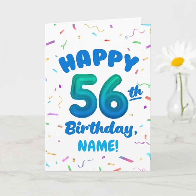 Tarjeta Happy 56th Birthday Card with Custom Name (Planta pequeña)