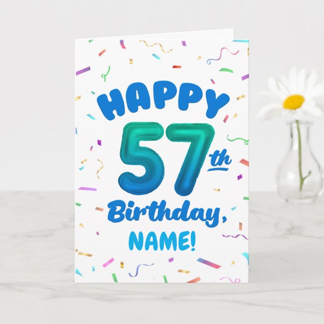 Tarjeta Happy 57th Birthday Card with Custom Name (Planta pequeña)