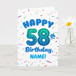 Tarjeta Happy 58th Birthday Card with Custom Name