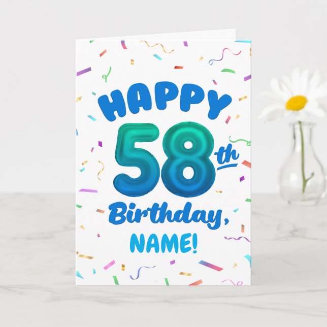 Tarjeta Happy 58th Birthday Card with Custom Name (Planta pequeña)