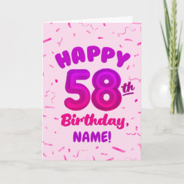 Tarjeta Happy 58th Birthday Card with Custom Name