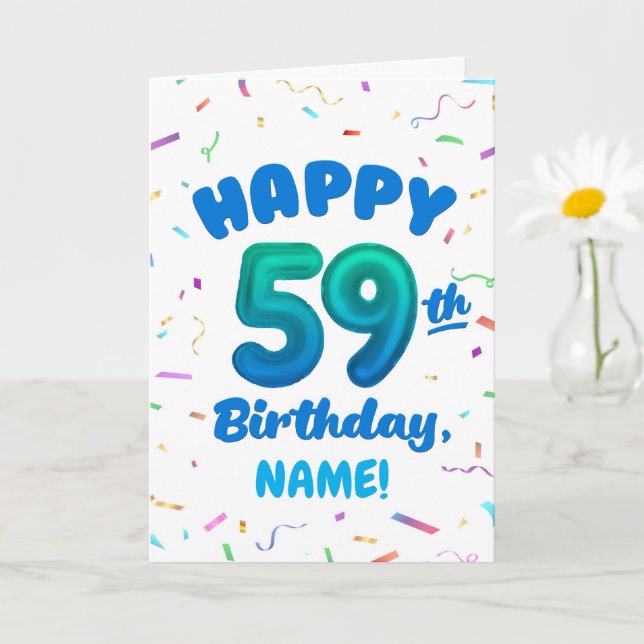 Tarjeta Happy 59th Birthday Card with Custom Name (Planta pequeña)