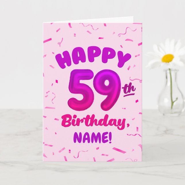 Tarjeta Happy 59th Birthday Card with Custom Name (Planta pequeña)